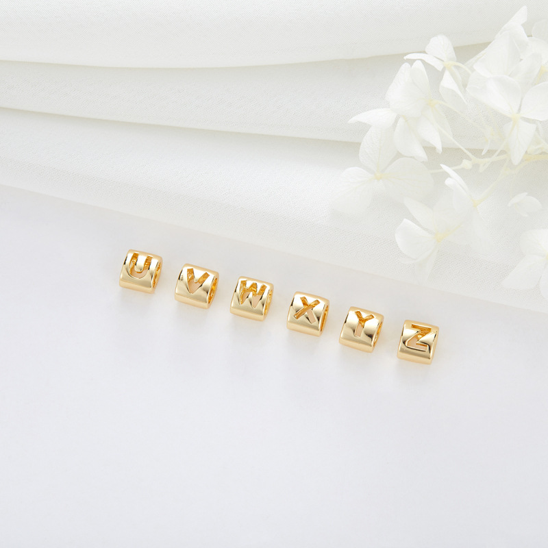 14k Gold Plated Spacer Beads 26 Letters Numbers and Heart