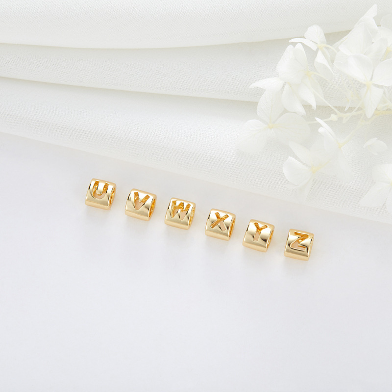 14k Gold Plated Spacer Beads 26 Letters Numbers and Heart