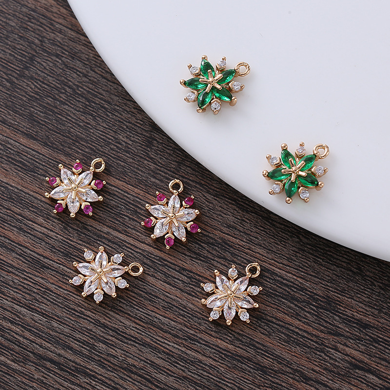  11*9mm Colored Zircon Snowflake Charm Pendant 
