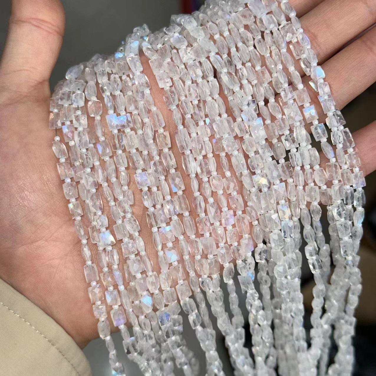 Sri Lanka Blue Moonstone Faced Cut Rectangle Sheet Beads Strand