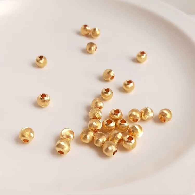 Gold Plated Cat's Eye Spiral Grain Round Beads 3-10mm 10PCS