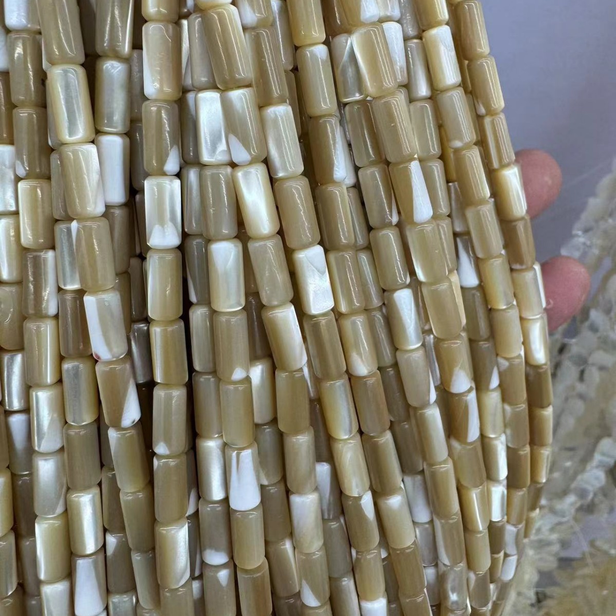 Commercial Trochus Straight Cylindrical Beads Strand