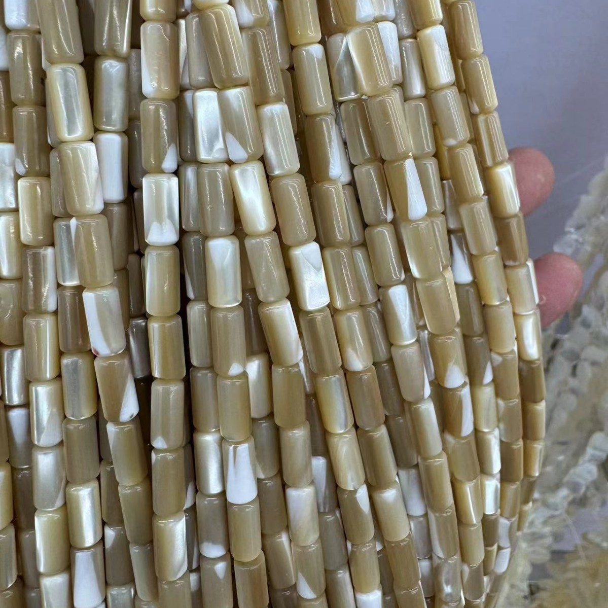 Commercial Trochus Straight Cylindrical Beads Strand