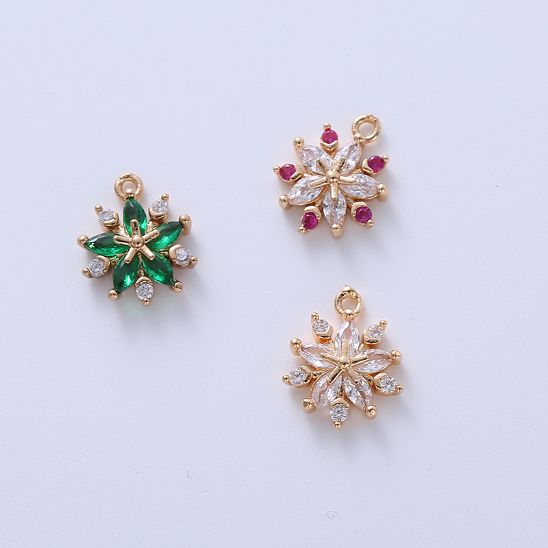  11*9mm Colored Zircon Snowflake Charm Pendant 