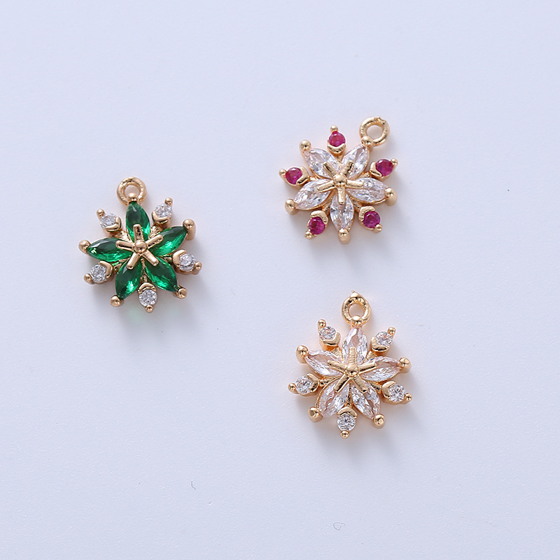  11*9mm Colored Zircon Snowflake Charm Pendant 