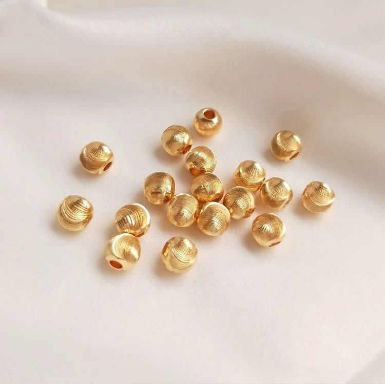 Gold Plated Cat's Eye Spiral Grain Round Beads 3-10mm 10PCS