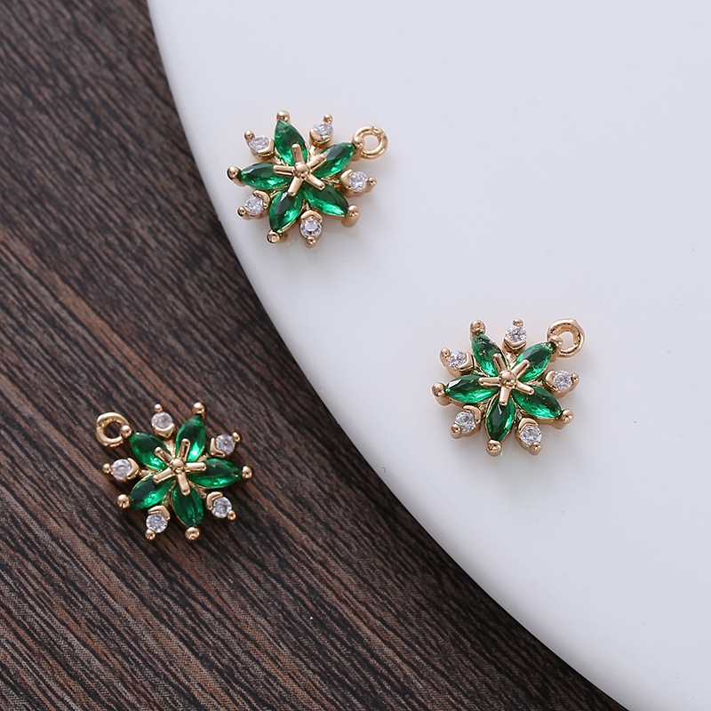  11*9mm Colored Zircon Snowflake Charm Pendant 