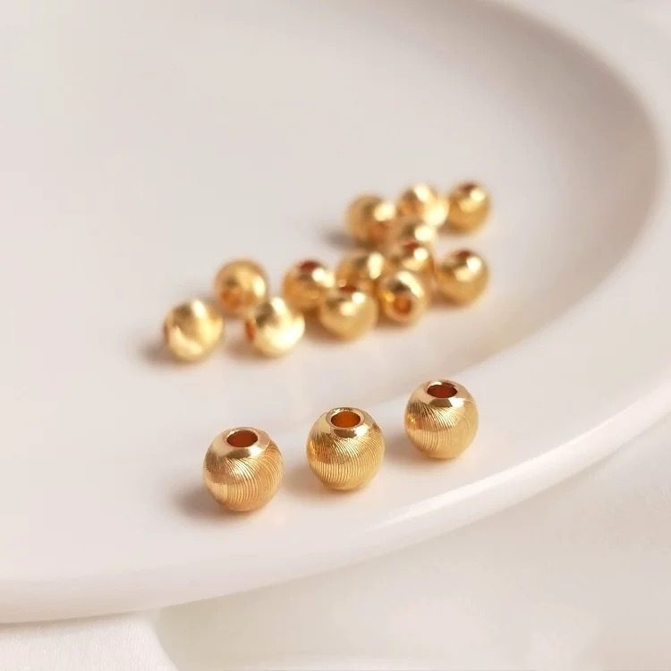 Gold Plated Cat's Eye Spiral Grain Round Beads 3-10mm 10PCS