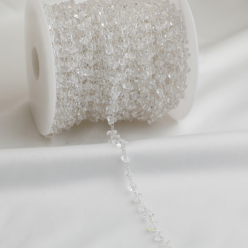 Clear Glass Triangle Beads Chain for Jewelry DIY 1M