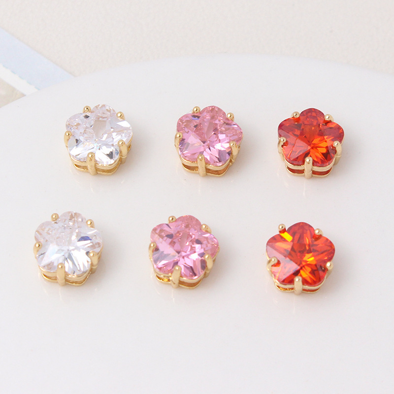 10mm Colored Zircon Claw Inlaid with Plum Flower Spacer Bead