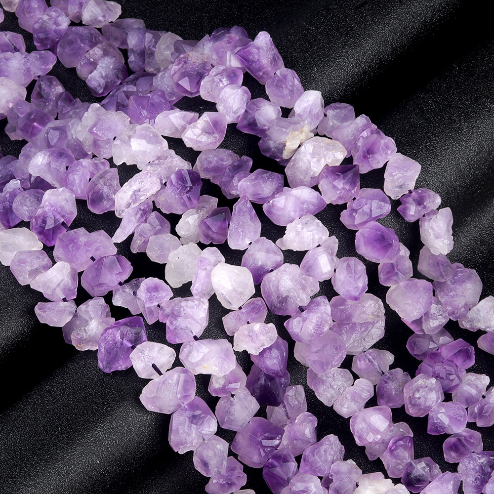 Natural Amethyst Bud Raw Stone with Horizontal Hole Beads Strand