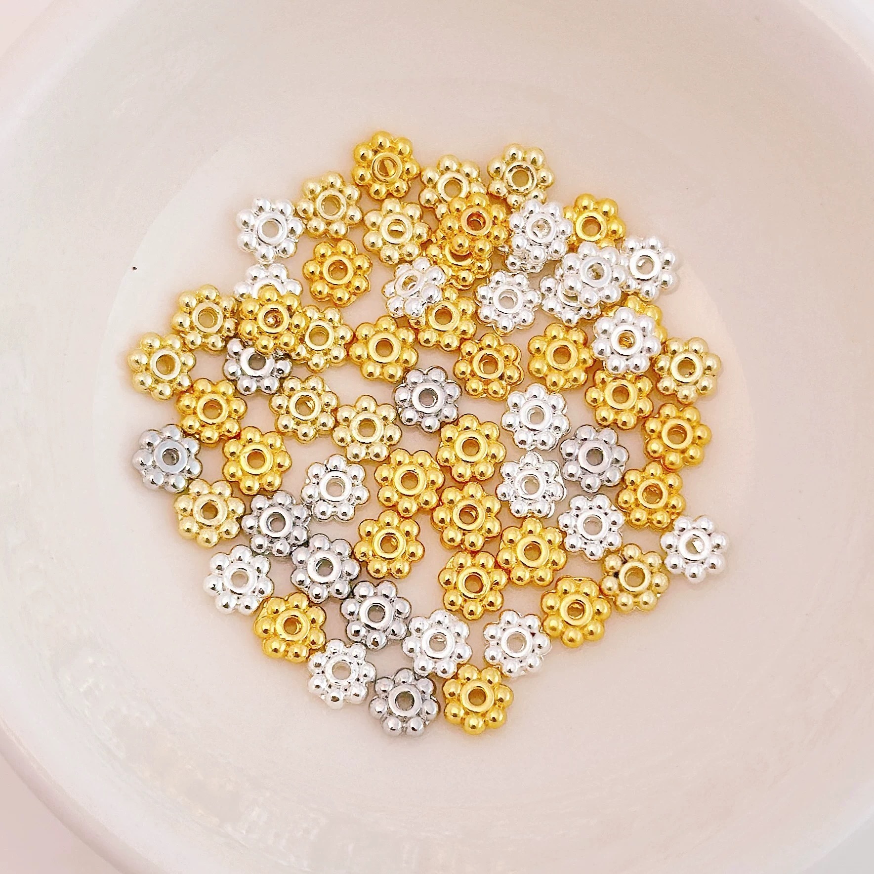 Gold Plated Flower Rim Wheel Spacer Beads 50pcs