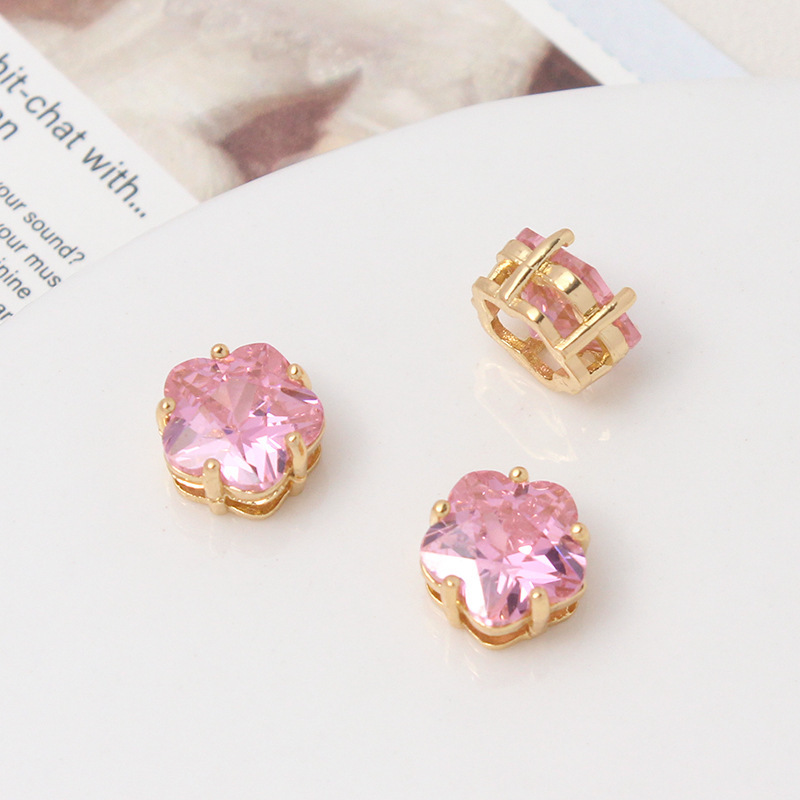 10mm Colored Zircon Claw Inlaid with Plum Flower Spacer Bead