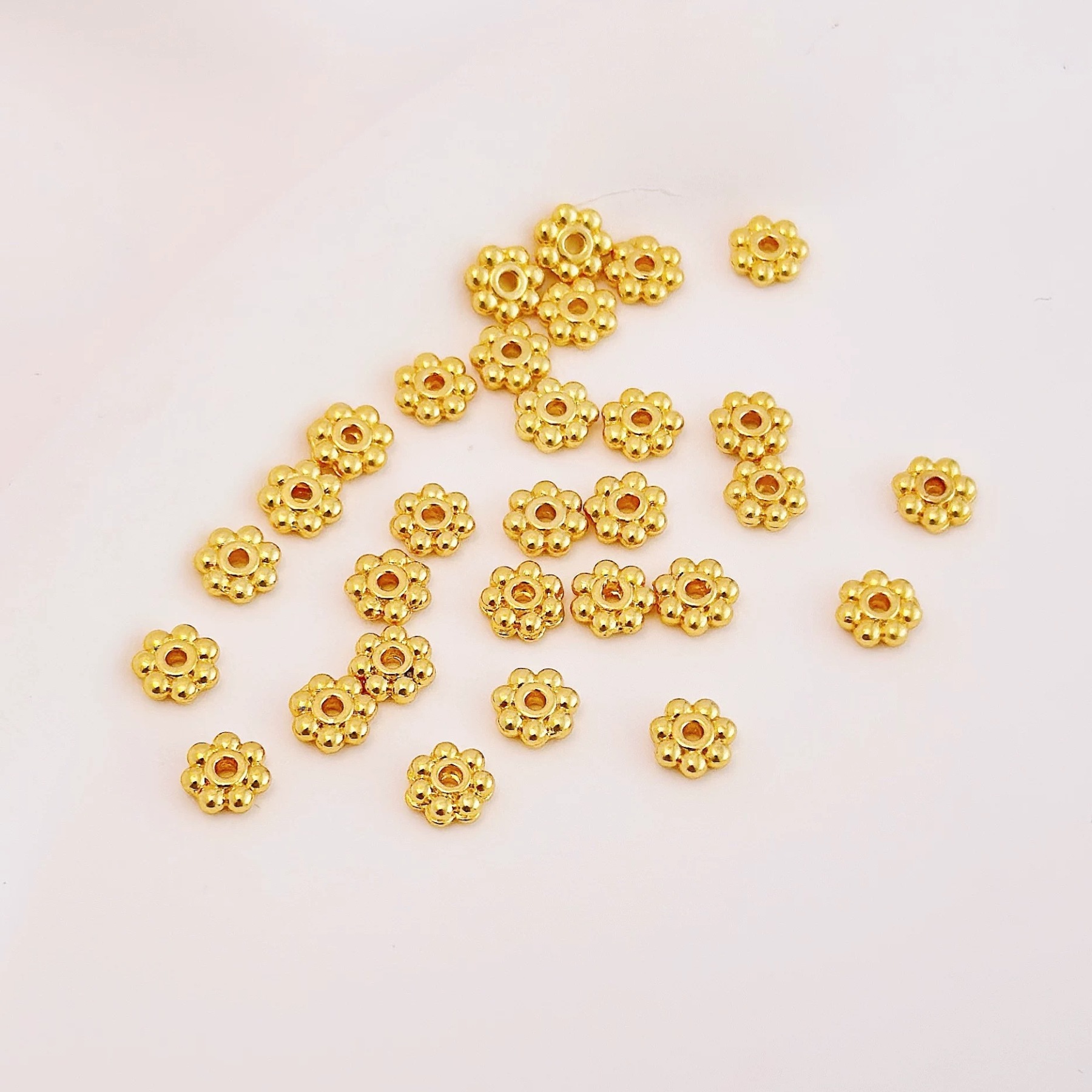 Gold Plated Flower Rim Wheel Spacer Beads 50pcs