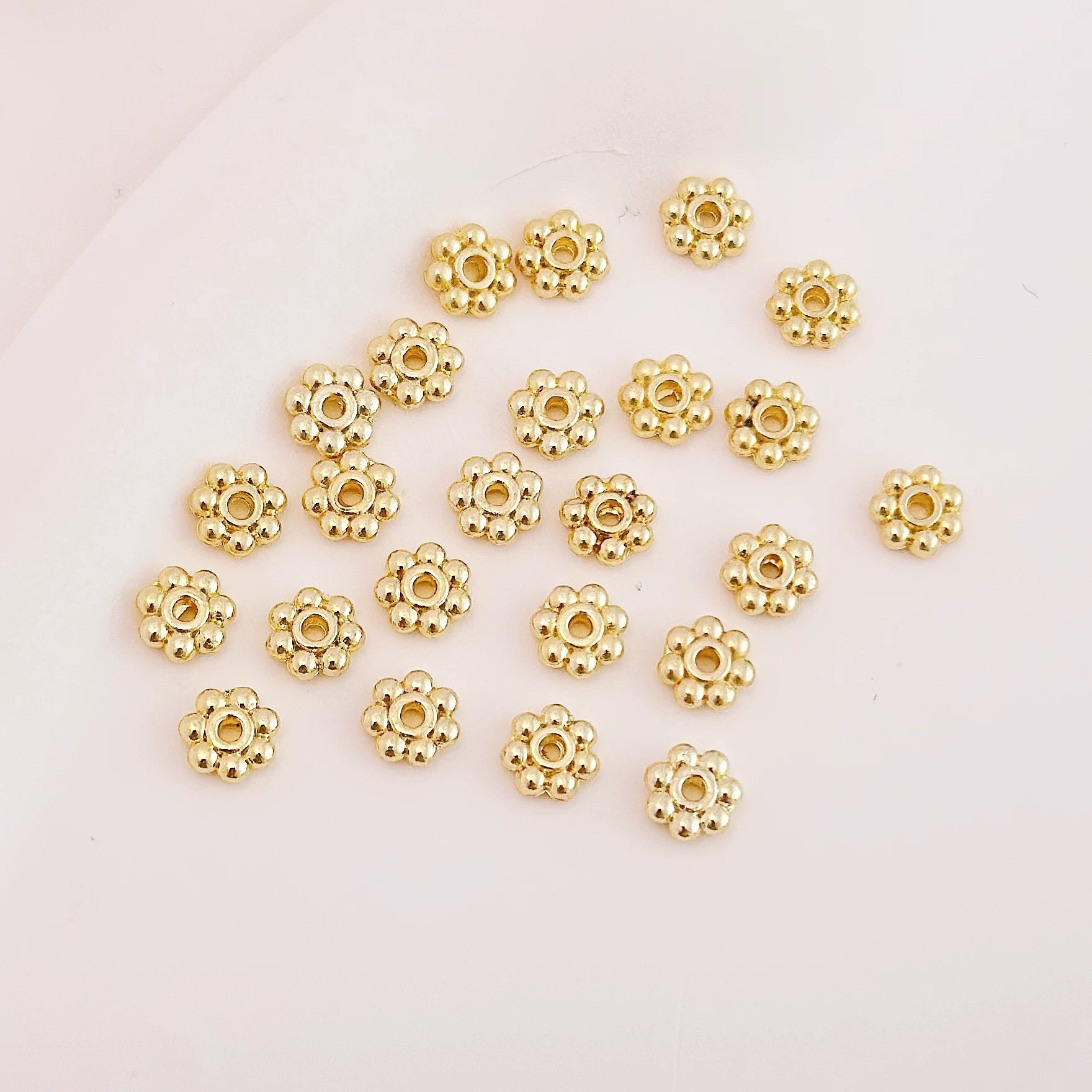Gold Plated Flower Rim Wheel Spacer Beads 50pcs