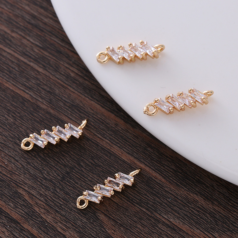  18*4.5mm Zircon Rectangle Arrangement Strip Charm Pendant