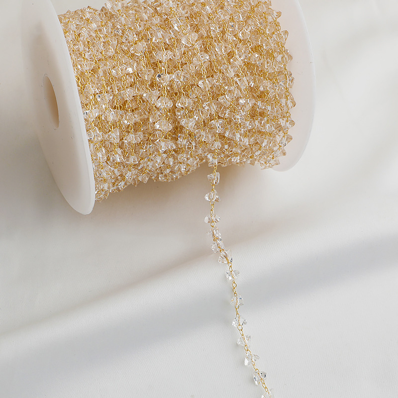 Clear Glass Triangle Beads Chain for Jewelry DIY 1M