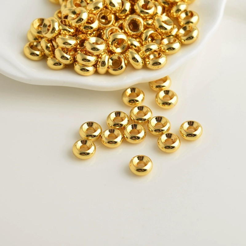 Gold Plated Brass Smooth Wheel Spacer Beads