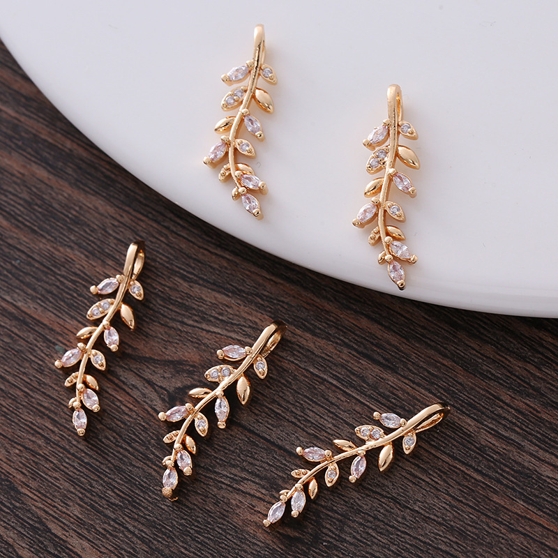  22*6mm Zircon Willow Branch Charm Pendant