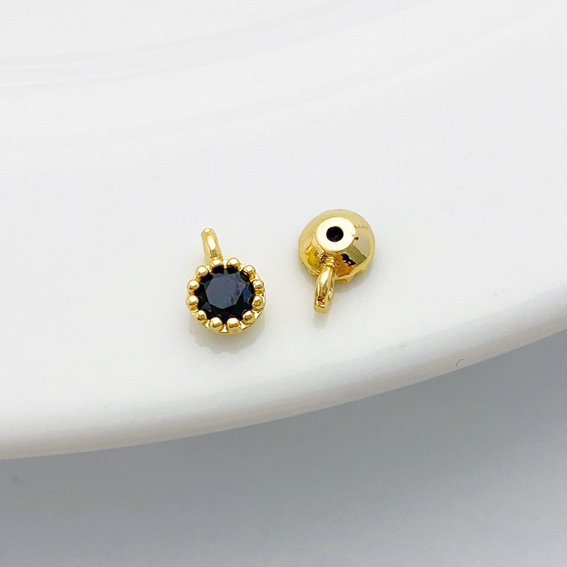 Gold Plated Rimmed Round Colored Zircon Charm