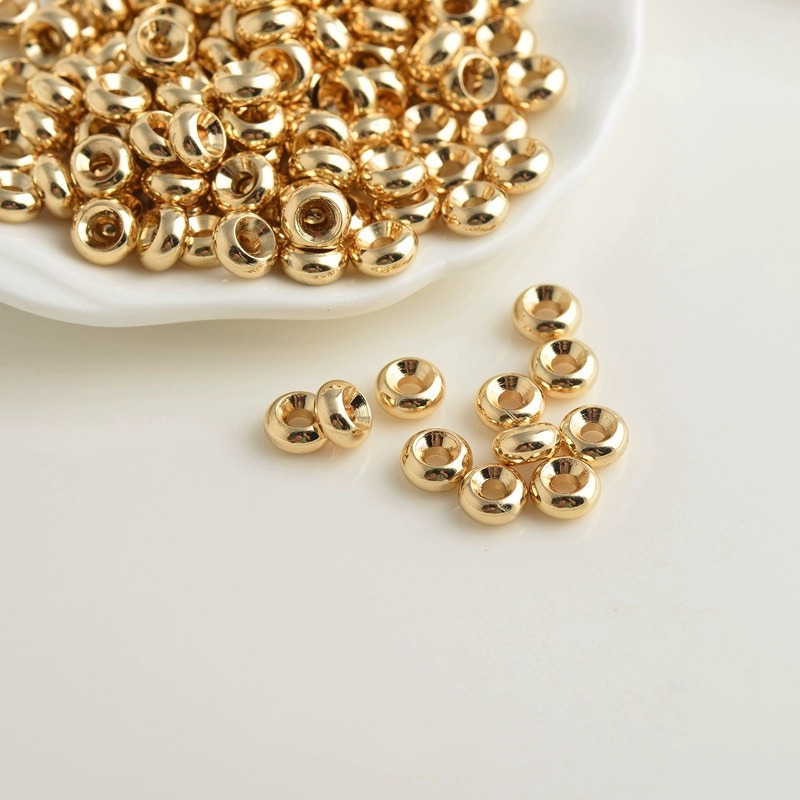 Gold Plated Brass Smooth Wheel Spacer Beads