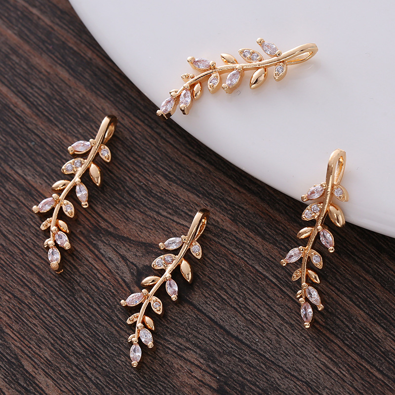  22*6mm Zircon Willow Branch Charm Pendant