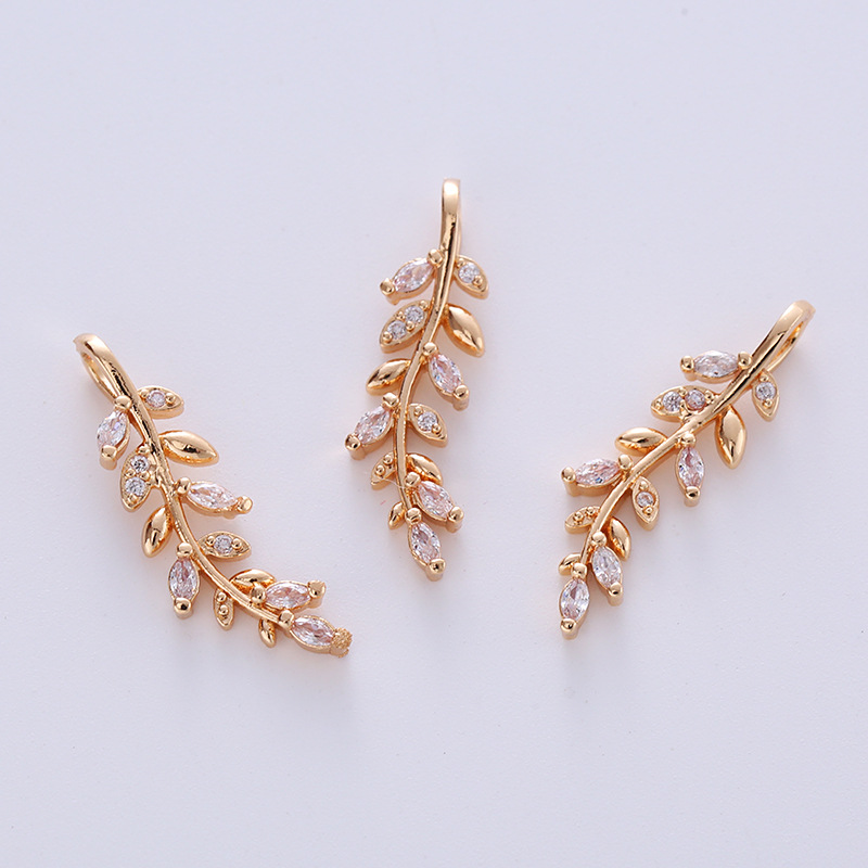  22*6mm Zircon Willow Branch Charm Pendant