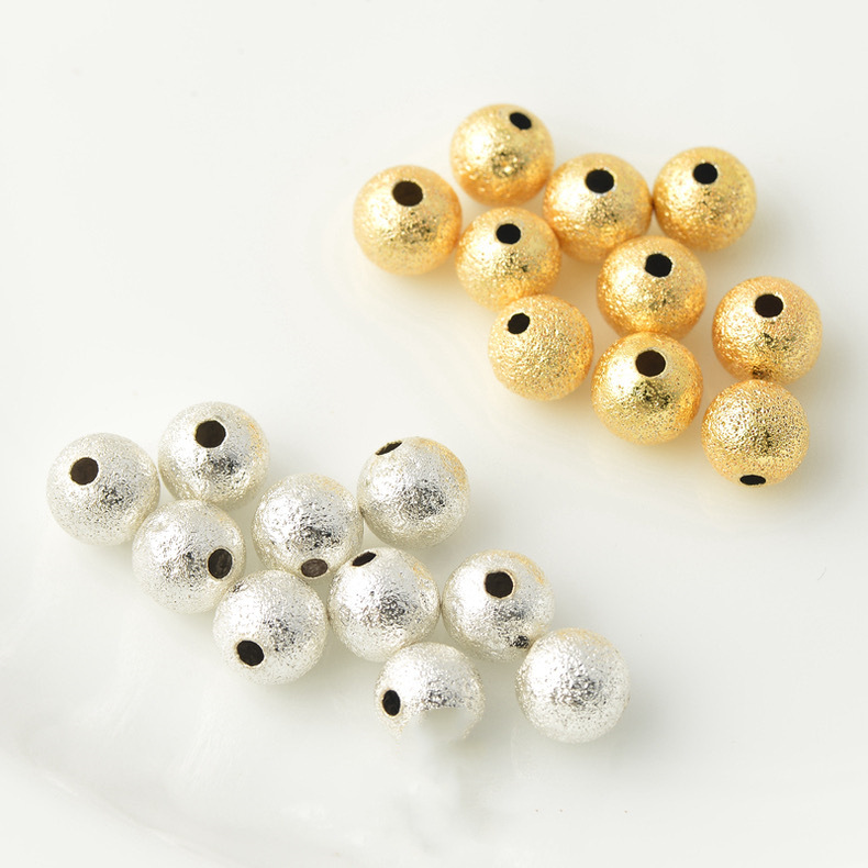 Gold Plated Frosted Shining Round Beads for Jewelry DIY 50PCS