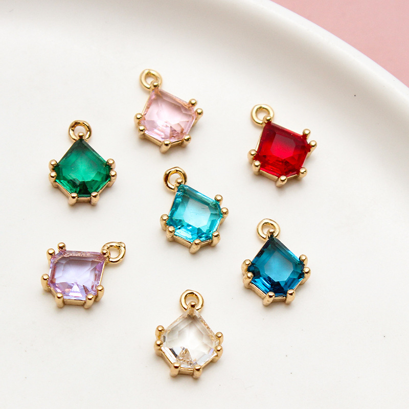 9*12mm Pixel Style Waterdrop Colored Zircon Pendant