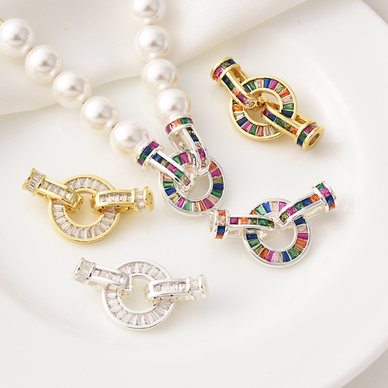 Rectangular Zircon Inlaid 15mm Ring Buckle for Beads Jewelry