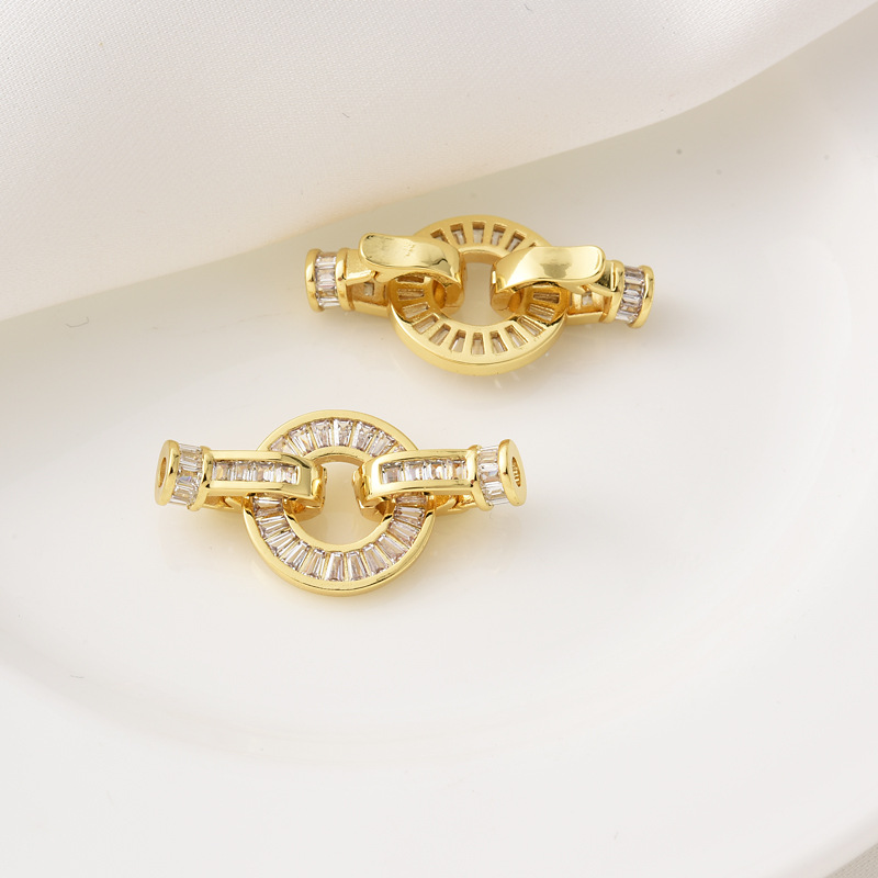 Rectangular Zircon Inlaid 15mm Ring Buckle for Beads Jewelry