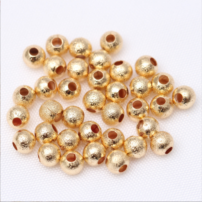 Gold Plated Frosted Shining Round Beads for Jewelry DIY 50PCS
