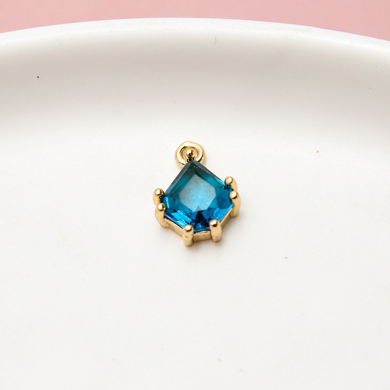 9*12mm Pixel Style Waterdrop Colored Zircon Pendant