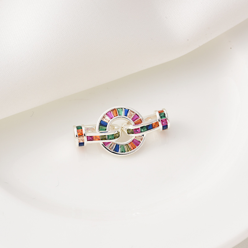 Rectangular Zircon Inlaid 15mm Ring Buckle for Beads Jewelry