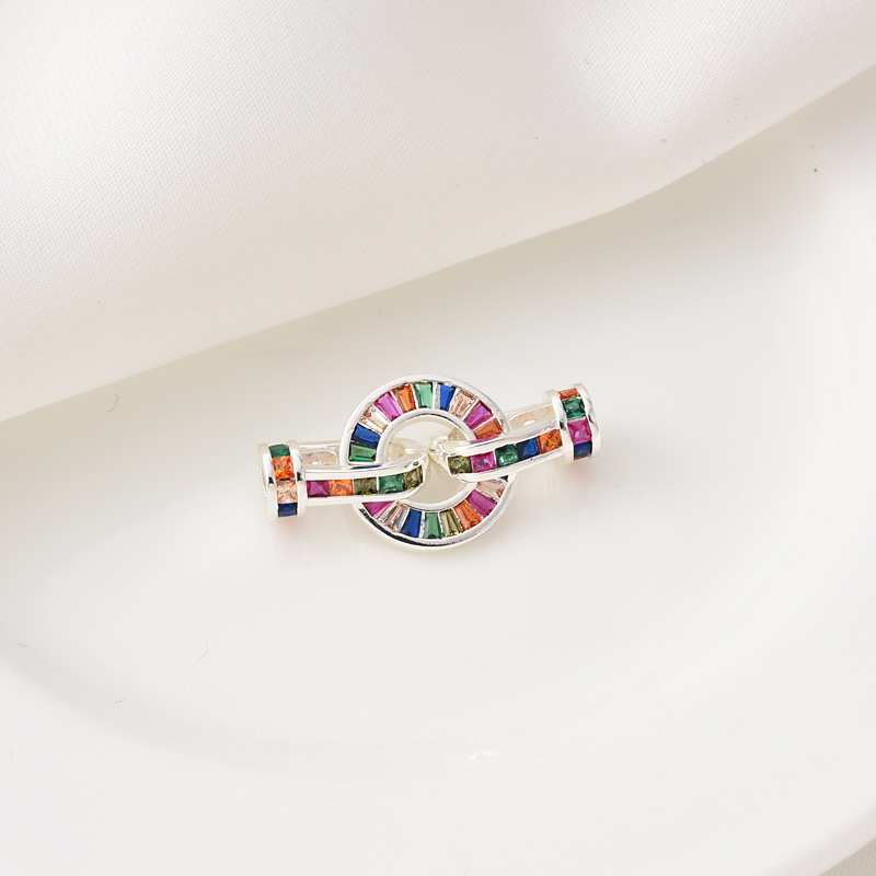 Rectangular Zircon Inlaid 15mm Ring Buckle for Beads Jewelry