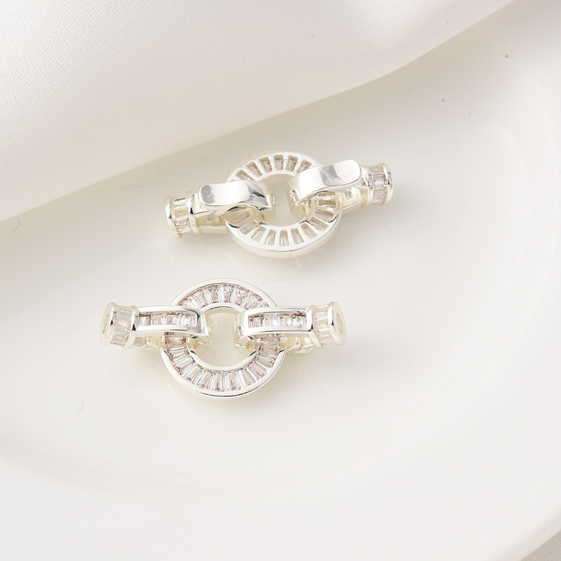 Rectangular Zircon Inlaid 15mm Ring Buckle for Beads Jewelry