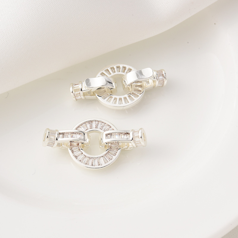 Rectangular Zircon Inlaid 15mm Ring Buckle for Beads Jewelry