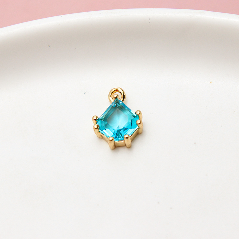 9*12mm Pixel Style Waterdrop Colored Zircon Pendant