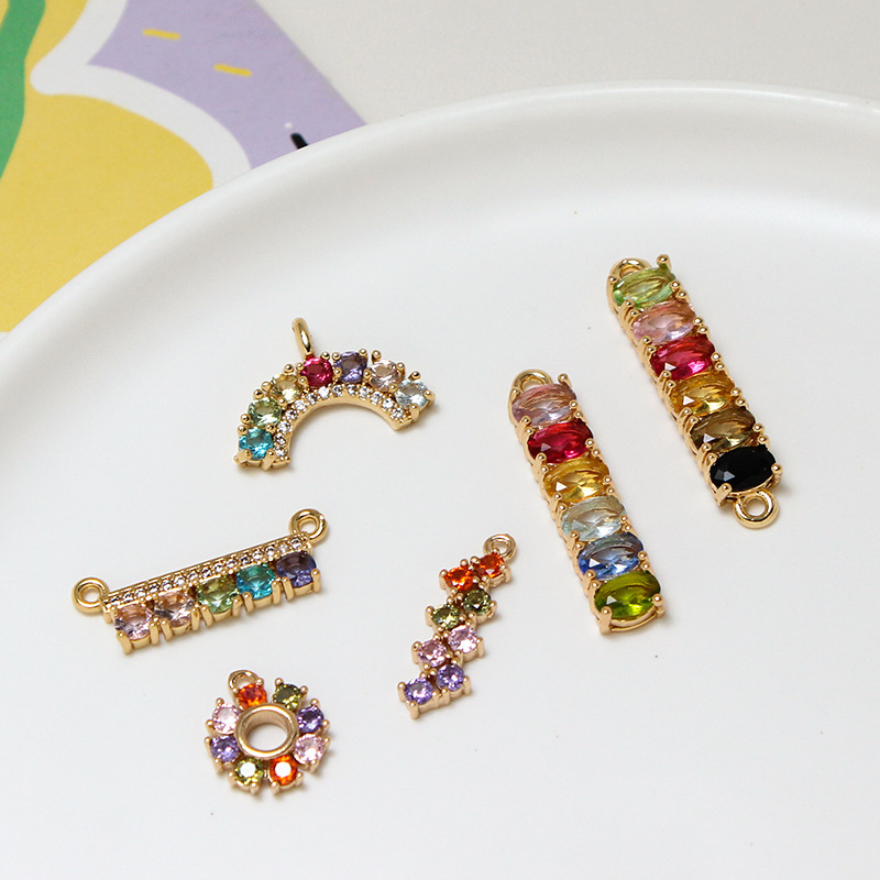 Rainbow Colored Zircon Geometric Arrangement Pendant