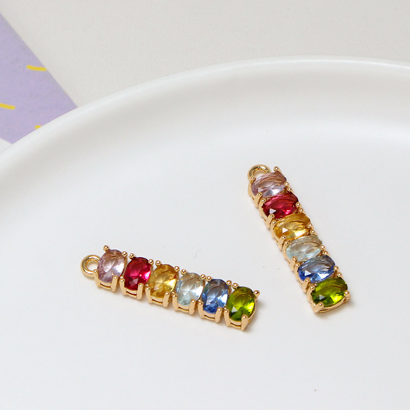 Rainbow Colored Zircon Geometric Arrangement Pendant-likayjewel