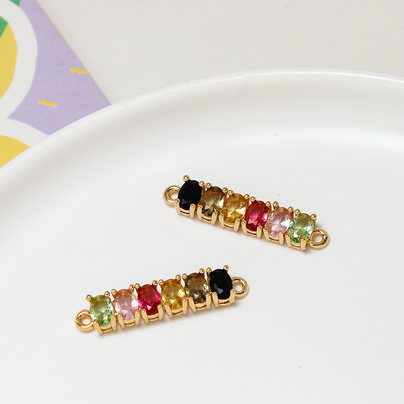 Rainbow Colored Zircon Geometric Arrangement Pendant