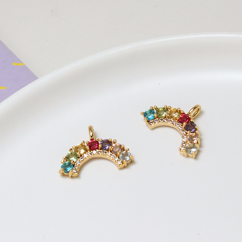 Rainbow Colored Zircon Geometric Arrangement Pendant