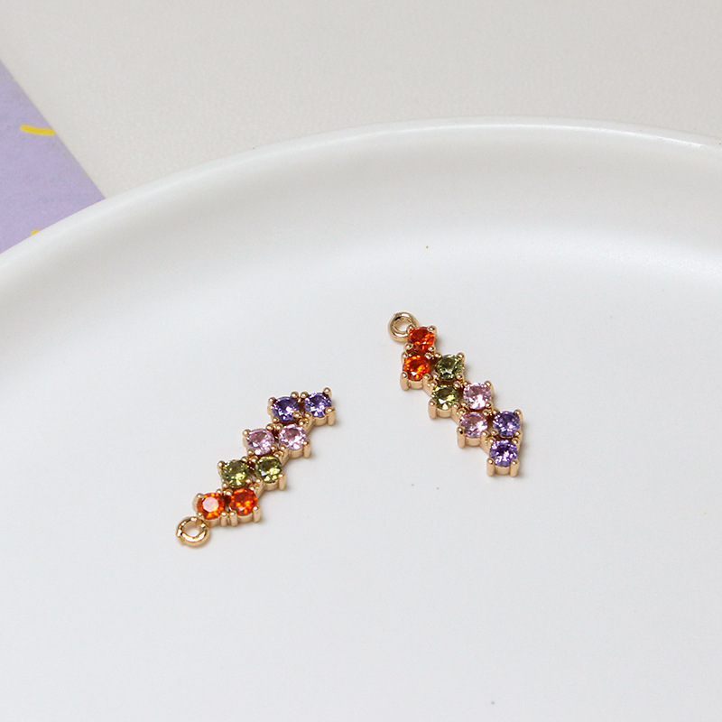 Rainbow Colored Zircon Geometric Arrangement Pendant