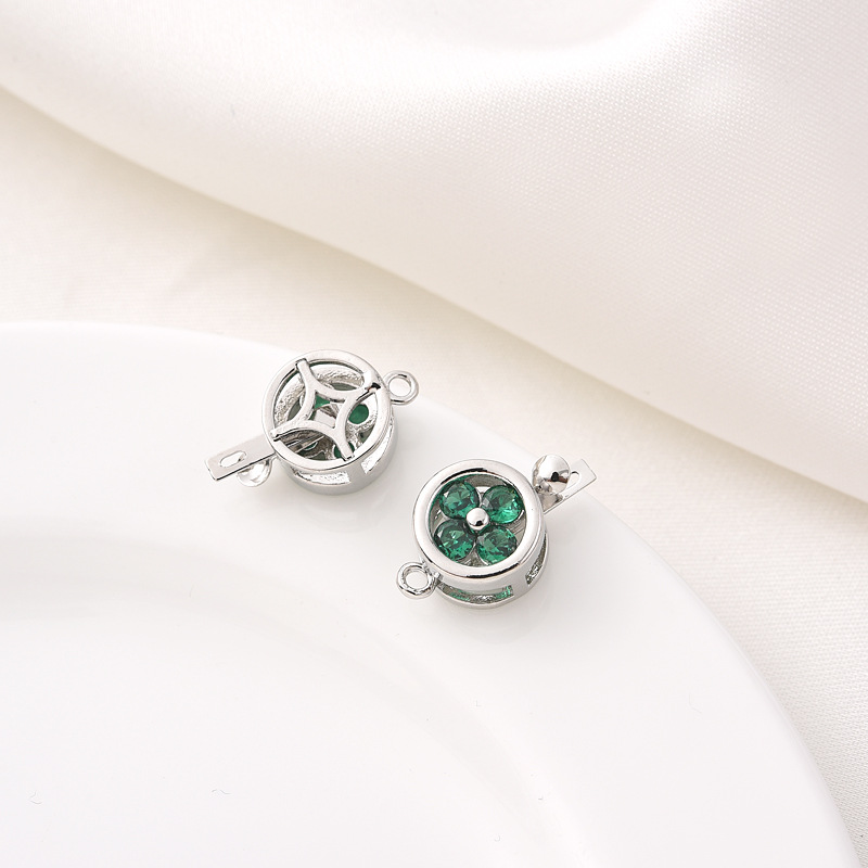 Colored Zircon Inlaid Gold Plated Flower Round Buckle 10mm