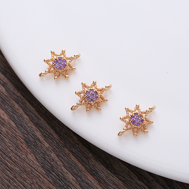 10mm Colored Zircon Sun Charm Pendant Dual Hanging Rings