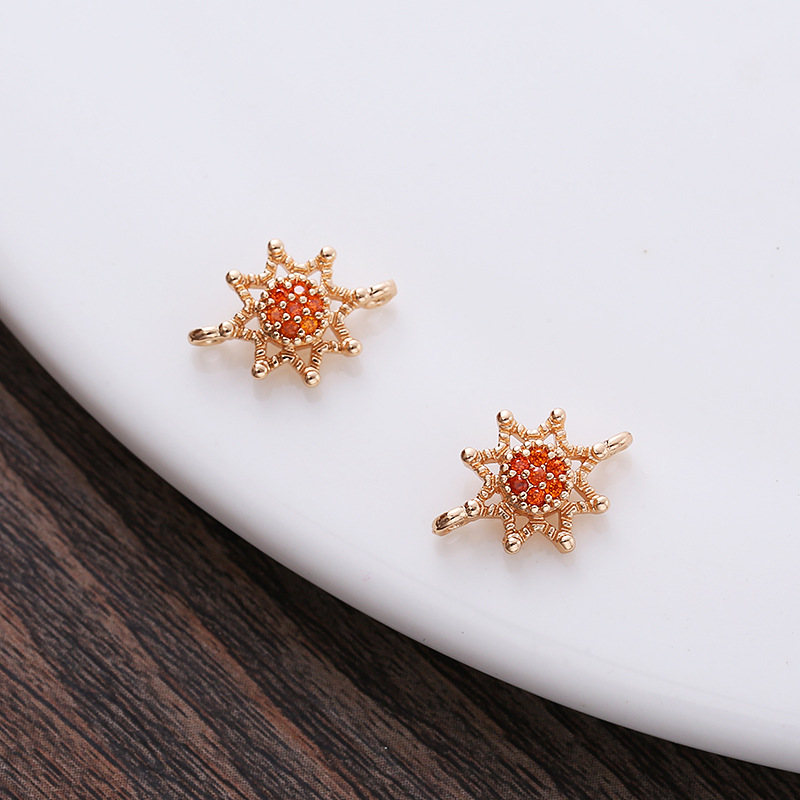 10mm Colored Zircon Sun Charm Pendant Dual Hanging Rings