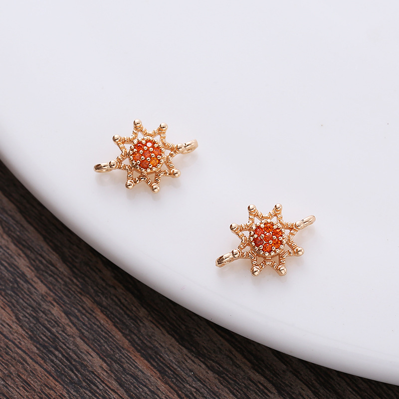 10mm Colored Zircon Sun Charm Pendant Dual Hanging Rings