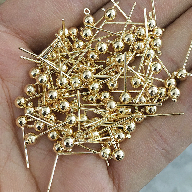 Ball Earring Studs with Close Ring for Earrings Making