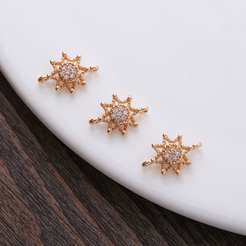 10mm Colored Zircon Sun Charm Pendant Dual Hanging Rings