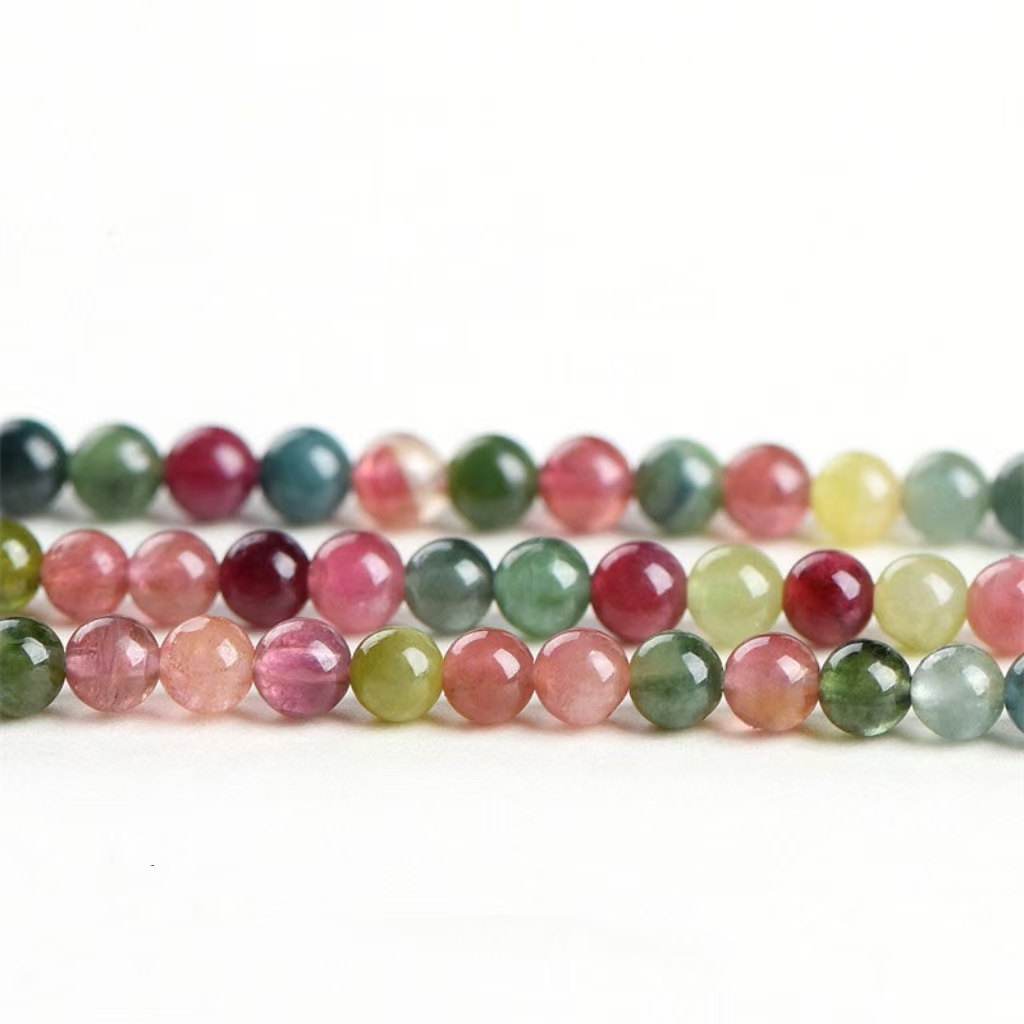 5A 6A 7A 2~3mm Natural Rainbow Tourmaline Round Beads Strand